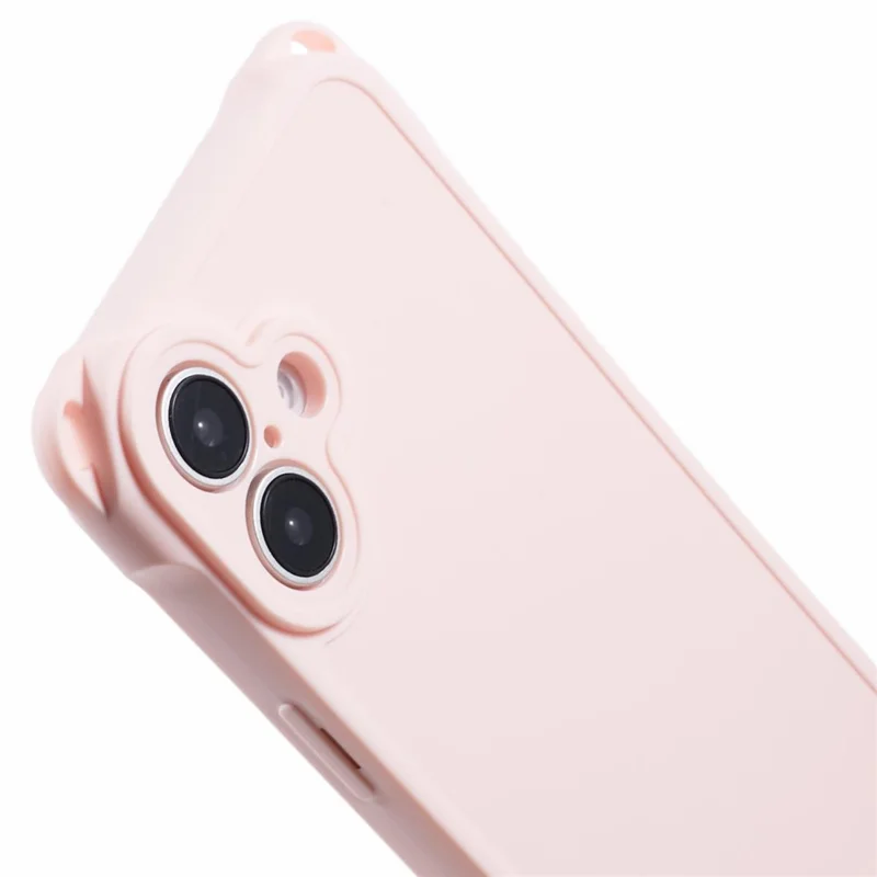 For iPhone 16 Plus Case Reinforced Corner Shockproof TPU Phone Cover with Wrist Strap - Pink