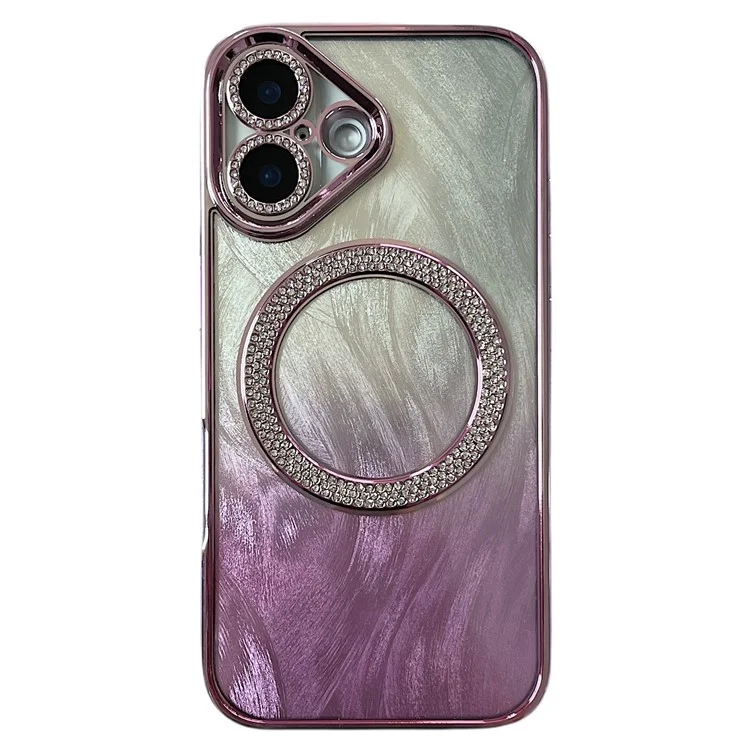Per Iphone 16 Plus Magnetic Case Feather Texture Bling Sparkly TPU + PC Cover Per PC - Rosa