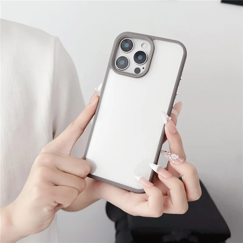 For iPhone 16 Pro Max Case TPU+PC Crystal Clear Back Cover with Lanyard Holes - Black