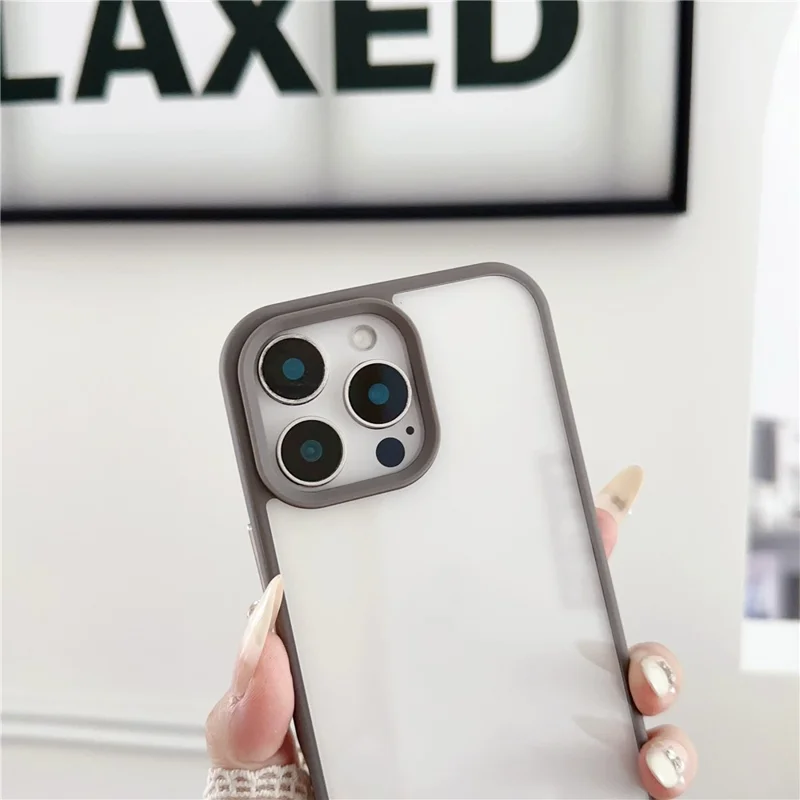 For iPhone 16 Pro Max Case TPU+PC Crystal Clear Back Cover with Lanyard Holes - Black