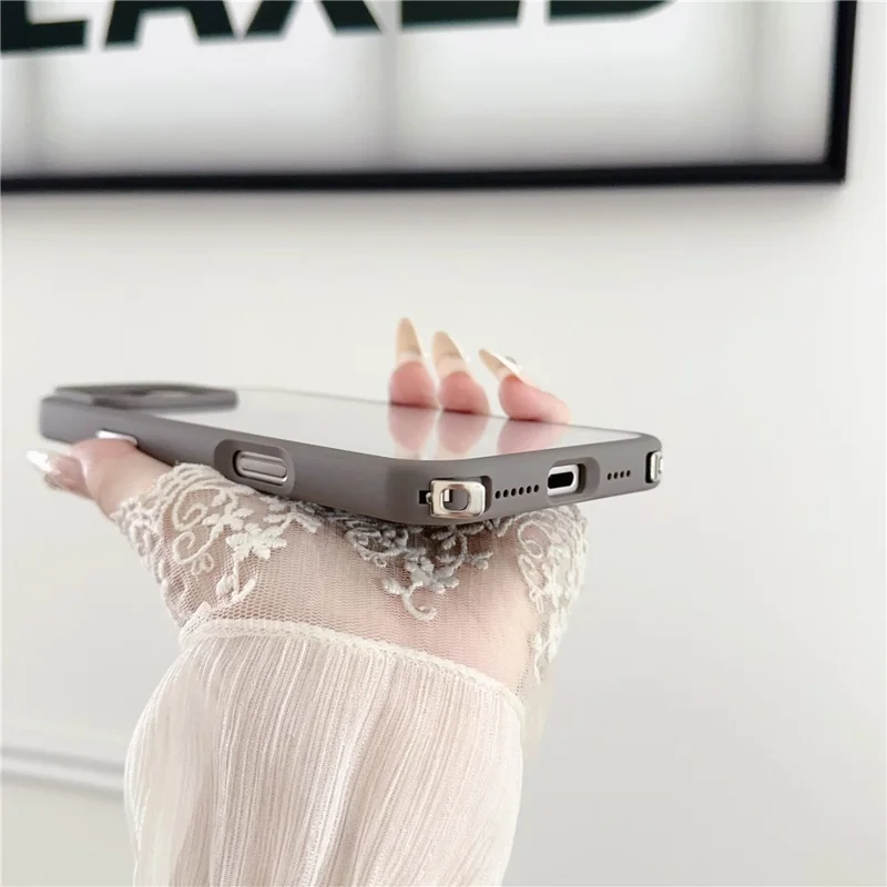 For iPhone 16 Pro Max Case TPU+PC Crystal Clear Back Cover with Lanyard Holes - Black