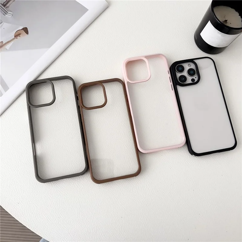 For iPhone 16 Pro Max Case TPU+PC Crystal Clear Back Cover with Lanyard Holes - Black