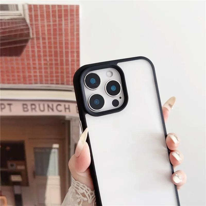For iPhone 16 Pro Case TPU+PC Crystal Clear Back Cover with Lanyard - Black