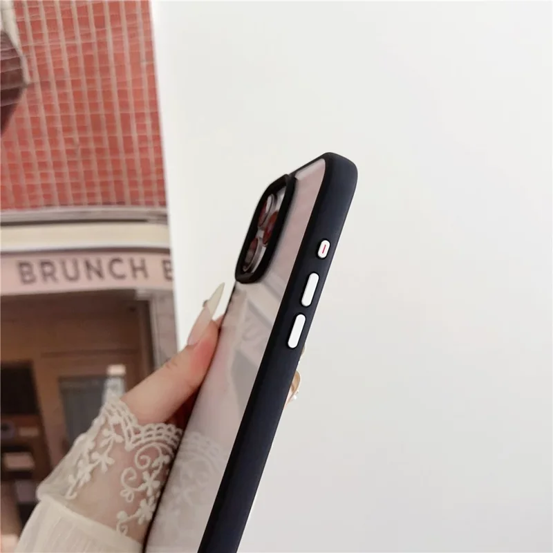 Voor iPhone 16 Pro hoesje TPU+PC transparant achterpaneel met lanyard - Roze