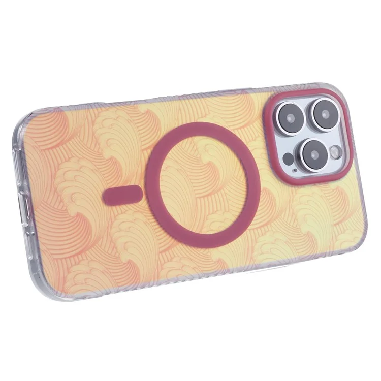 Pour Iphone 16 Pro Max Case Compatible Avec Magsafe Sea Waves IMD Tpu + Couverture de Téléphone Acrylique - Rose
