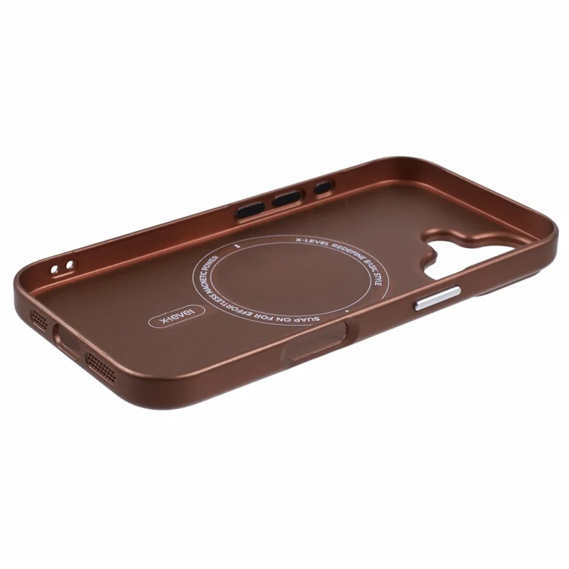 X-LEVEL For iPhone 16 Magnetic Case Hard PC Phone Cover Carbon Nano-Fiber Texture - Titanium Gold