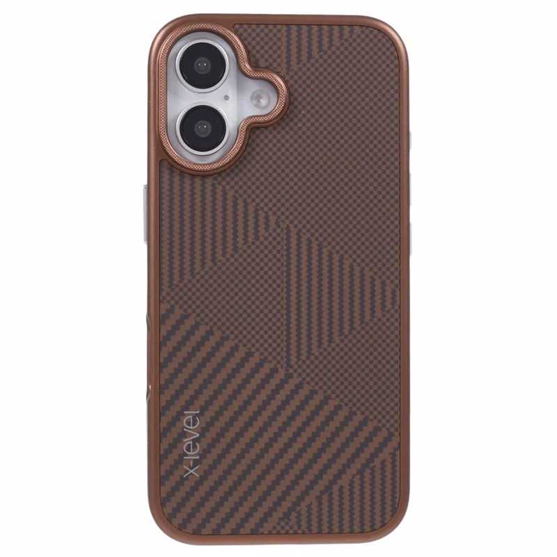 X-LEVEL For iPhone 16 Magnetic Case Rhombus Splicing Texture Hard PC Phone Cover - Titanium Gold