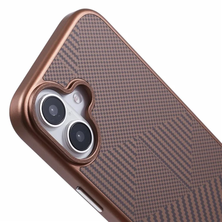 X-LEVEL For iPhone 16 Magnetic Case Rhombus Splicing Texture Hard PC Phone Cover - Titanium Gold