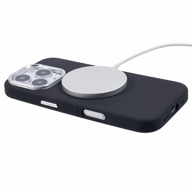 X-LEVEL For iPhone 16 Pro Case Compatible with MagSafe Lens Kickstand Liquid Silicone Soft Phone Cover - Black