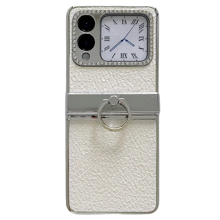 Для Huawei Nova Flip 5G Case Case Fish Scale Scale Texture Держатель Кольца PC Athestone Phone Cover - Белый