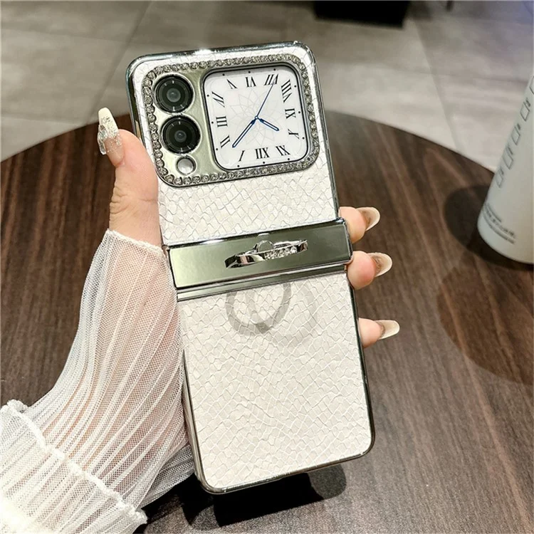 Для Huawei Nova Flip 5G Case Case Fish Scale Scale Texture Держатель Кольца PC Athestone Phone Cover - Белый