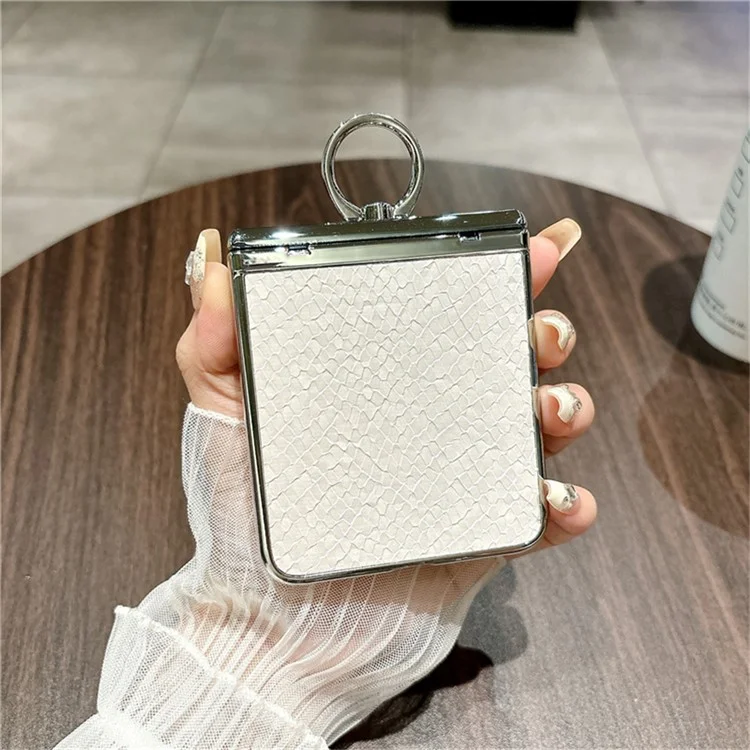 Для Huawei Nova Flip 5G Case Case Fish Scale Scale Texture Держатель Кольца PC Athestone Phone Cover - Белый
