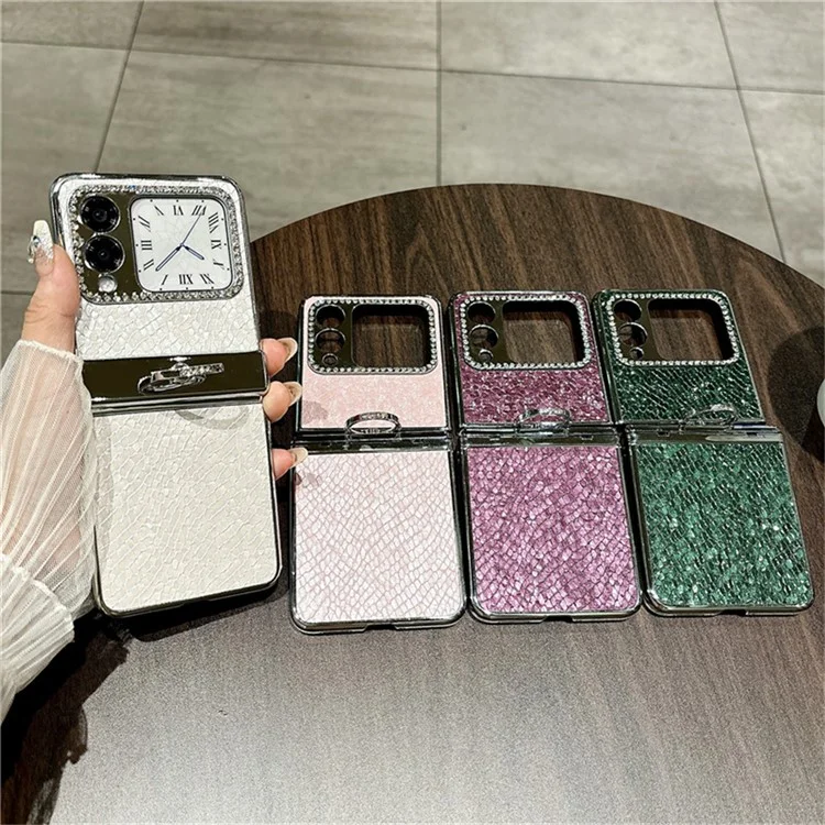 Для Huawei Nova Flip 5G Case Case Fish Scale Scale Texture Держатель Кольца PC Athestone Phone Cover - Белый