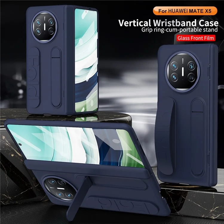 Для Huawei Mate X5 Case Case Kickstand Brickend PC PC Chop с Помощью Измельченной Стеклянной Пленки - Синий