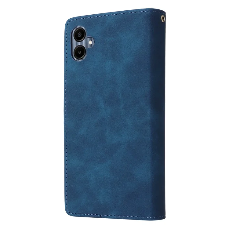 Для Samsung Galaxy A06 Case Zipper Skellet Несколько Слотов Карты Кожаная Телефонная Крышка - Синий