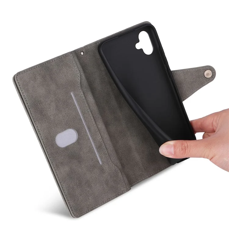 Для Samsung Galaxy A06 Case Zipper Кошелька Кожа - Серый