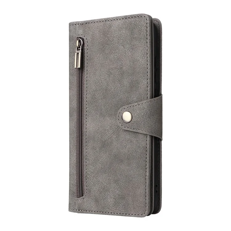 Для Samsung Galaxy A06 Case Zipper Кошелька Кожа - Серый