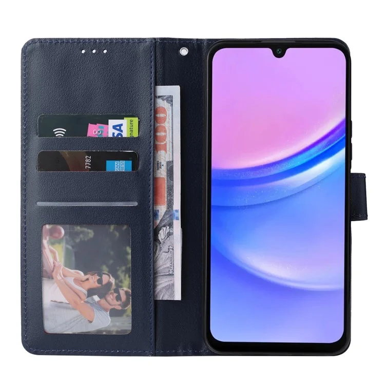 Para Samsung Galaxy A16 5G / A16 4G Funda Cartera de Pie Vista PU Cubierta de Cuero Teléfono - Azul