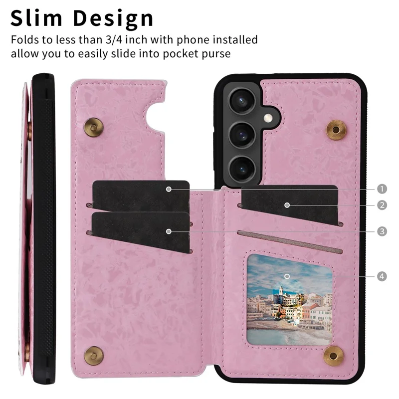 Para Samsung Galaxy S24 fe Case Flower Leather+TPU Rfid Bloqueo de la Tarjeta de la Tarjeta de la Tarjeta de la Tapa Del Teléfono - Flor Seca