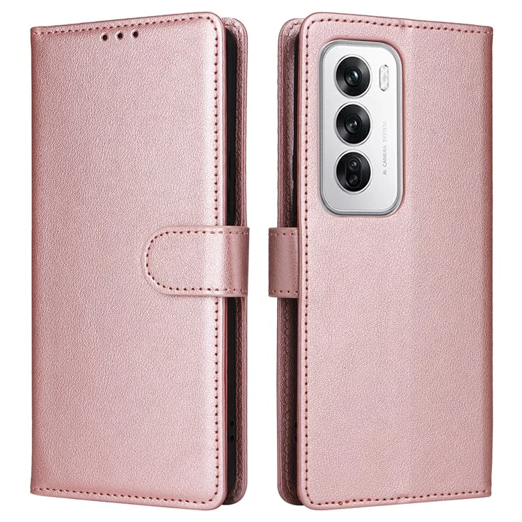 Für Oppo Reno12 5G (Global) Case Wallet Stand View PU Leder -telefonabdeckung - Roségold
