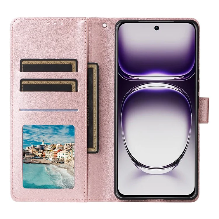 Für Oppo Reno12 5G (Global) Case Wallet Stand View PU Leder -telefonabdeckung - Roségold