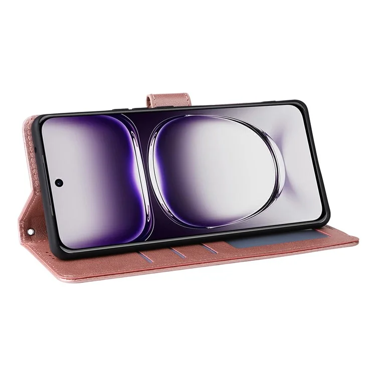 Für Oppo Reno12 5G (Global) Case Wallet Stand View PU Leder -telefonabdeckung - Roségold