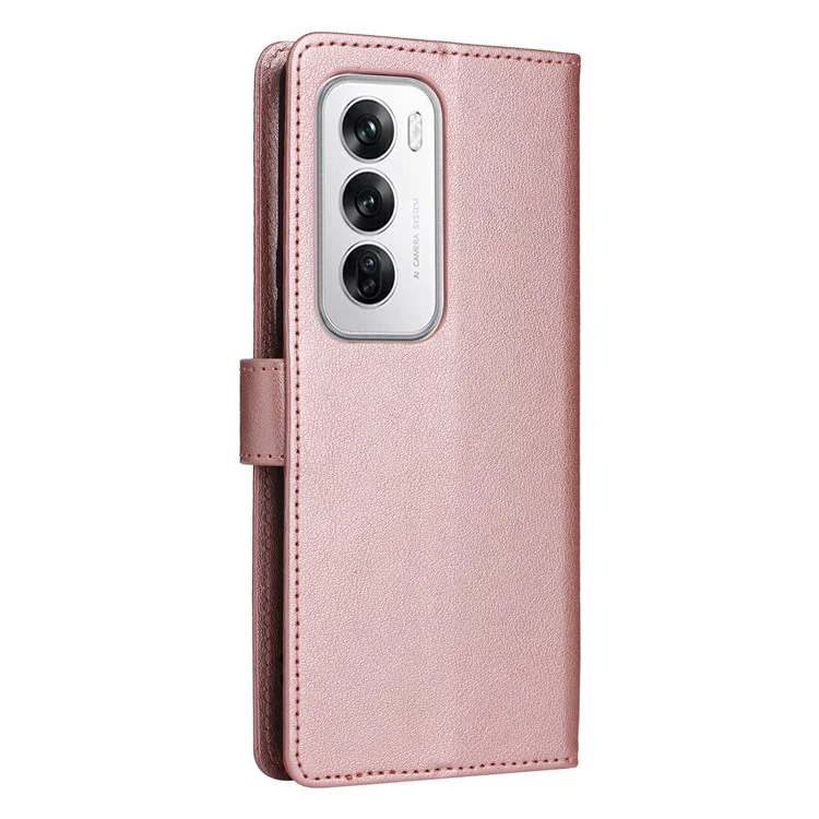 Für Oppo Reno12 5G (Global) Case Wallet Stand View PU Leder -telefonabdeckung - Roségold