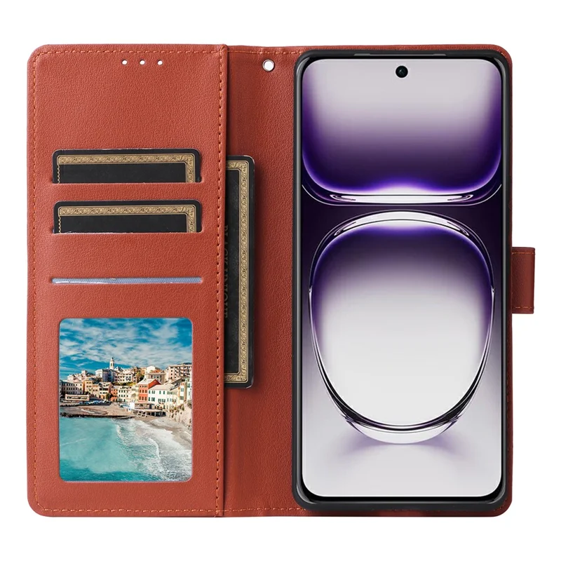 For Oppo Reno12 Pro 5G (Global) Case Wallet Stand View PU Leather Phone Cover - Brown