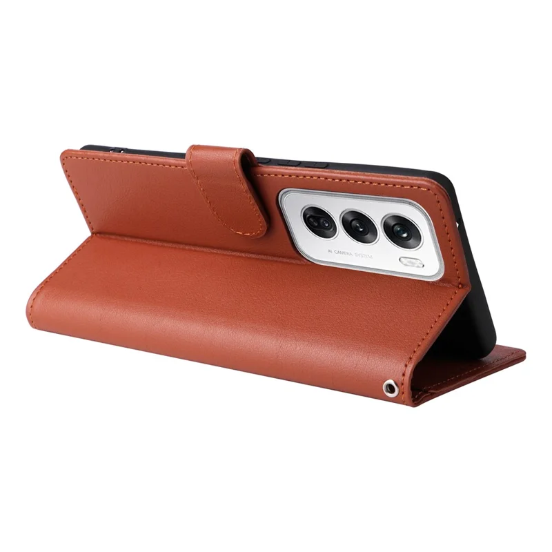 For Oppo Reno12 Pro 5G (Global) Case Wallet Stand View PU Leather Phone Cover - Brown