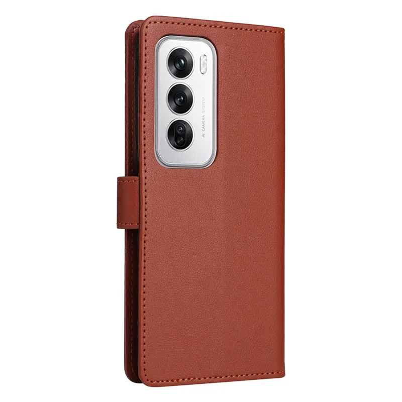 For Oppo Reno12 Pro 5G (Global) Case Wallet Stand View PU Leather Phone Cover - Brown