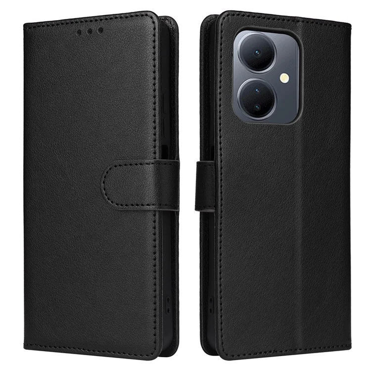 Para Vivo Y27 4G / Y27 5G / Y78 5G (China) / Y36 5G (Global) Carteira de Caixa Vista de Couro PU PU - Preto