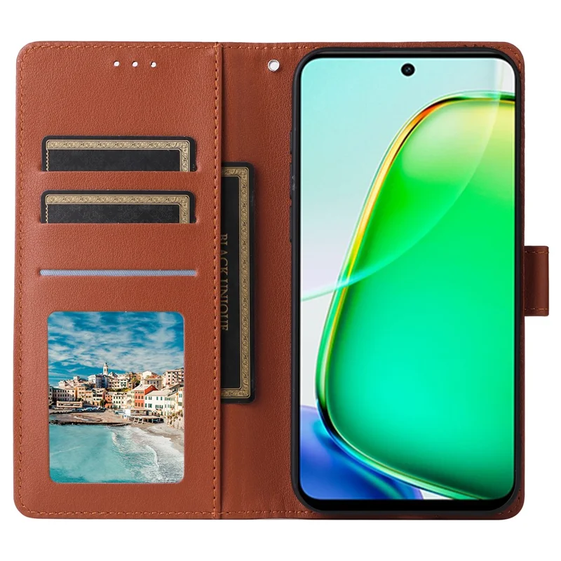For vivo Y28 4G Case Wallet Stand View PU Leather Phone Cover - Brown