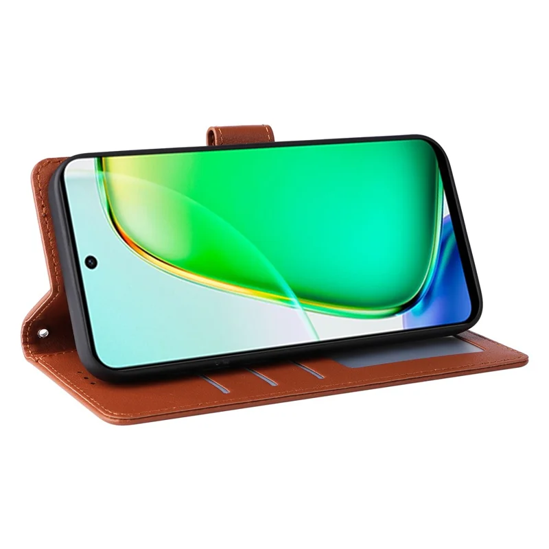 For vivo Y28 4G Case Wallet Stand View PU Leather Phone Cover - Brown