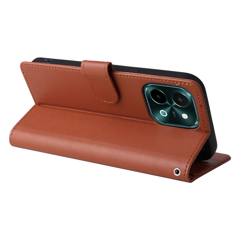 For vivo Y28 4G Case Wallet Stand View PU Leather Phone Cover - Brown