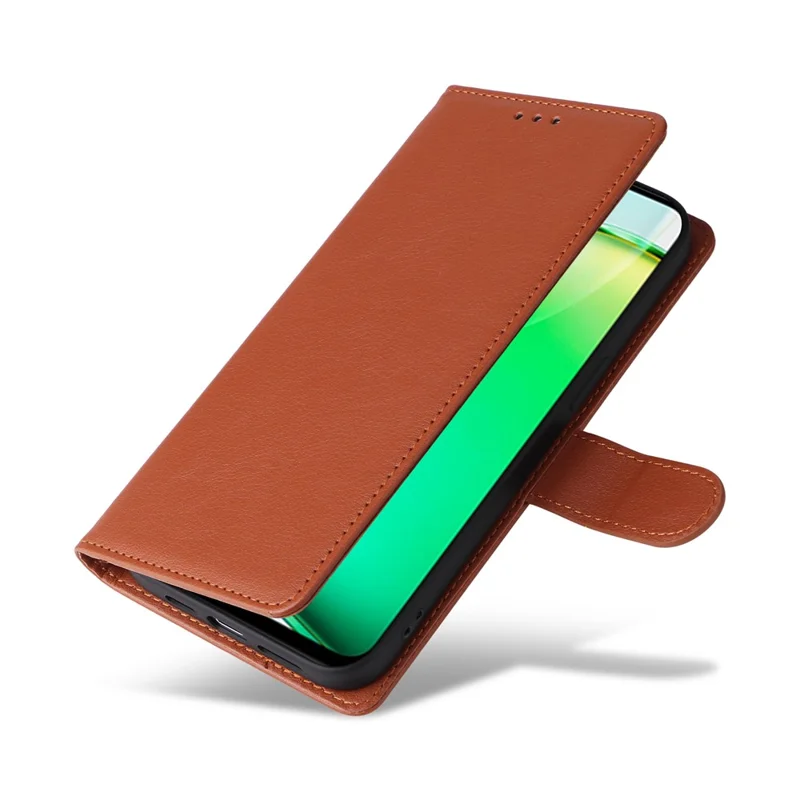 For vivo Y28 4G Case Wallet Stand View PU Leather Phone Cover - Brown