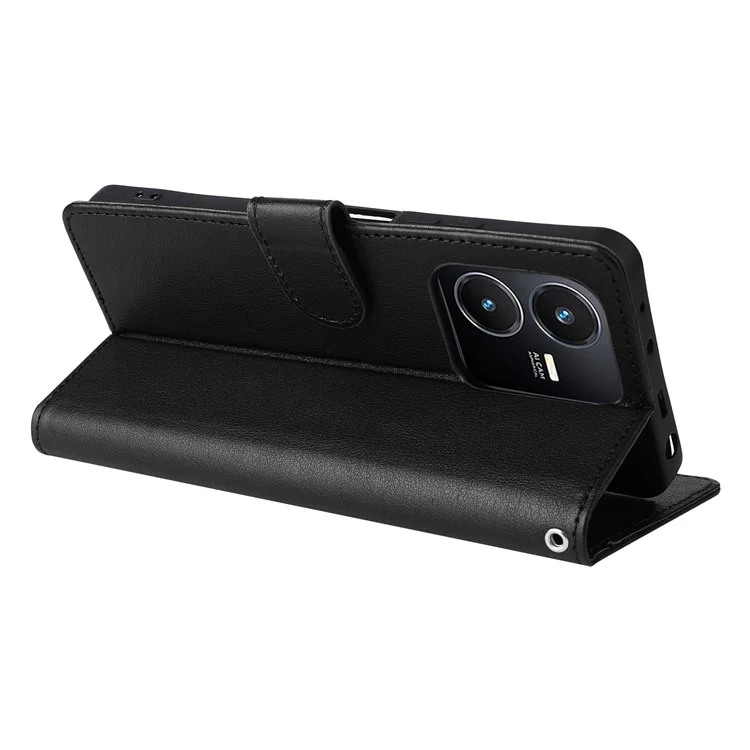 Pour Vivo Y22 4G / Y22s 4G / Y35 4G (2022) Boîtier de Portefeuille View pu Leather Téléphone Couverture - Noir