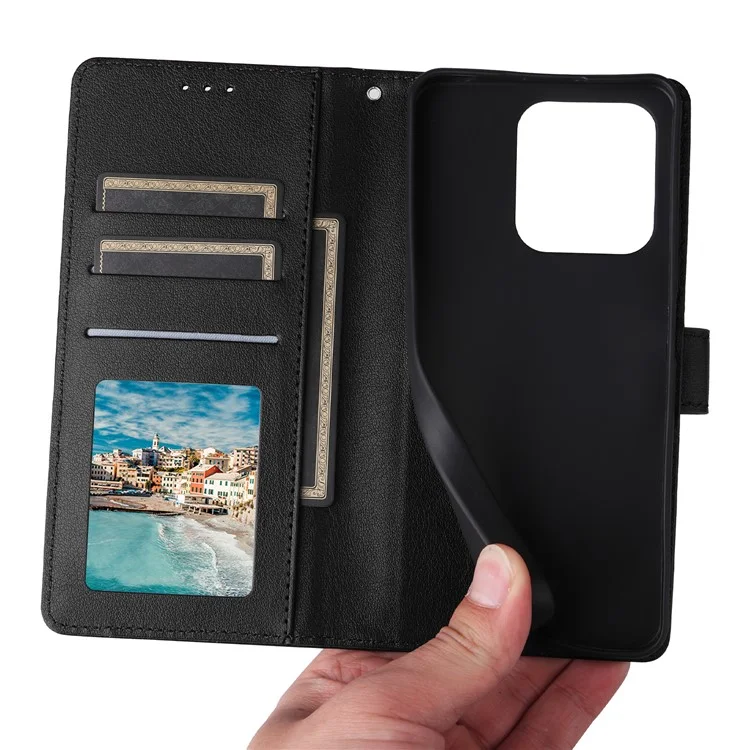 Pour Vivo Y22 4G / Y22s 4G / Y35 4G (2022) Boîtier de Portefeuille View pu Leather Téléphone Couverture - Noir