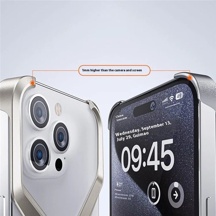 Para Iphone 16 Pro Bumper Case Sem Quadro de Alumínio - Ouro de Titânio