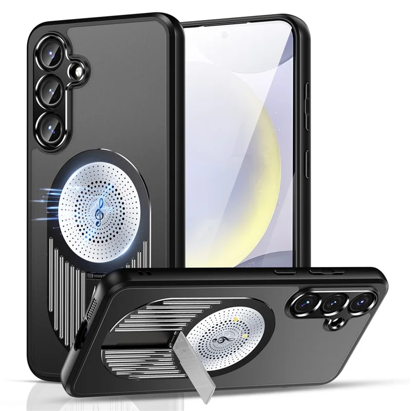 Para Samsung Galaxy S24 fe Magnetic Dissipation Disipación Aromaterapia Patada de Papel Silicona+pc Teléfono Cubierta - Negro
