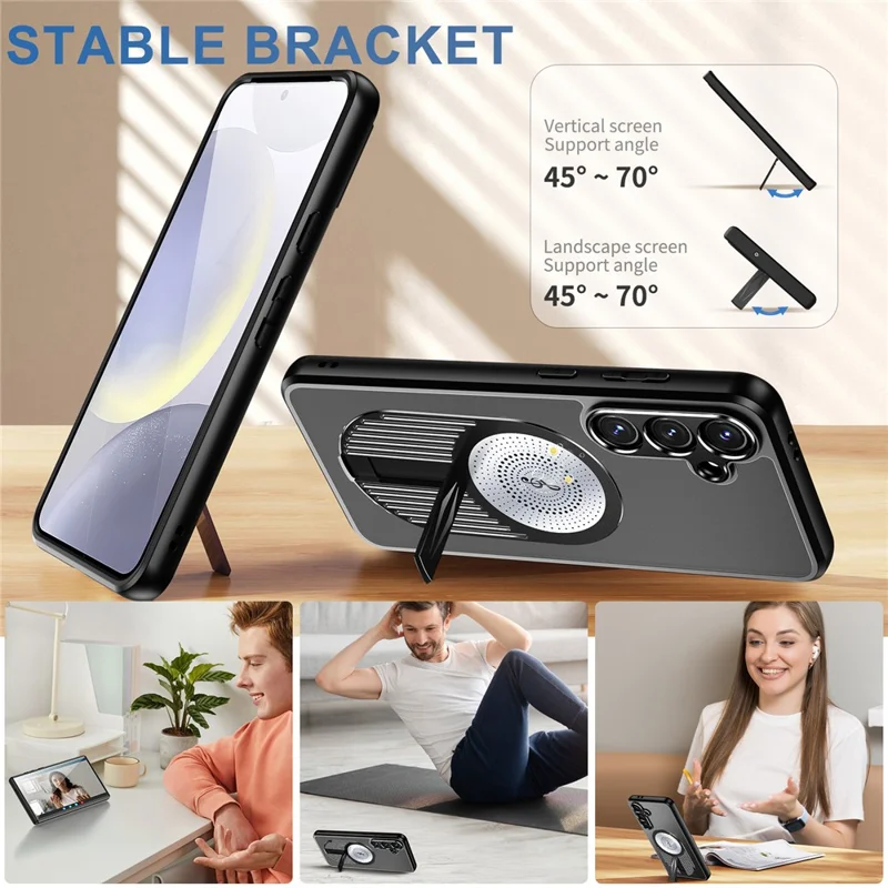 Para Samsung Galaxy S24 fe Magnetic Dissipation Disipación Aromaterapia Patada de Papel Silicona+pc Teléfono Cubierta - Negro