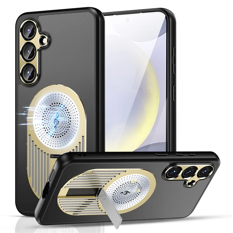 For Samsung Galaxy S23 FE Magnetic Case Heat Dissipation Aromatherapy Kickstand Silicone+PC Phone Cover - Gold