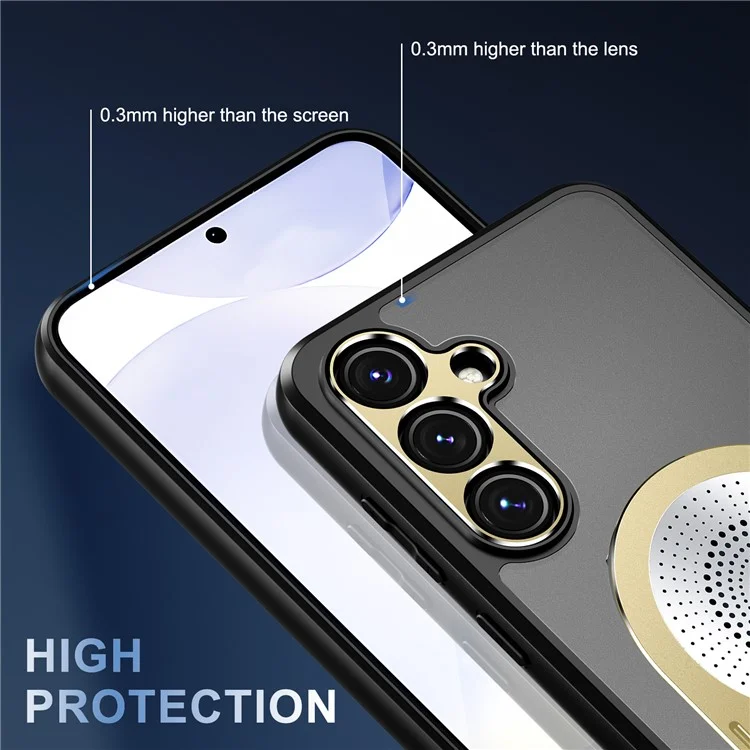 For Samsung Galaxy S23 FE Magnetic Case Heat Dissipation Aromatherapy Kickstand Silicone+PC Phone Cover - Gold