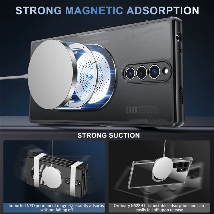 For ZTE nubia Red Magic 8S Pro / 8 Pro+ 5G / 8 Pro 5G Magnetic Case Heat Dissipation Aromatherapy Kickstand Silicone+PC Phone Cover - Black