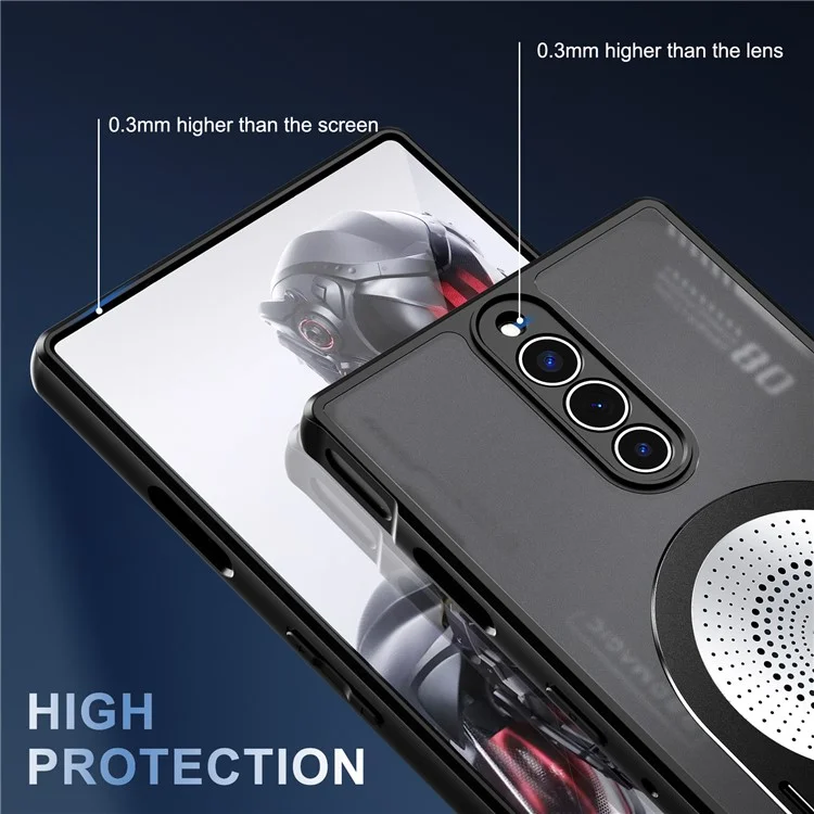For ZTE nubia Red Magic 8S Pro / 8 Pro+ 5G / 8 Pro 5G Magnetic Case Heat Dissipation Aromatherapy Kickstand Silicone+PC Phone Cover - Black