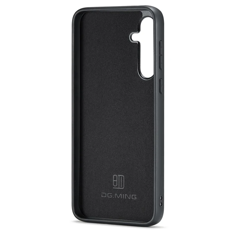 DG.MING Para Samsung Galaxy S24 FE Case PU Leather Covered PC+TPU Hybrid Phone Shell - Preto