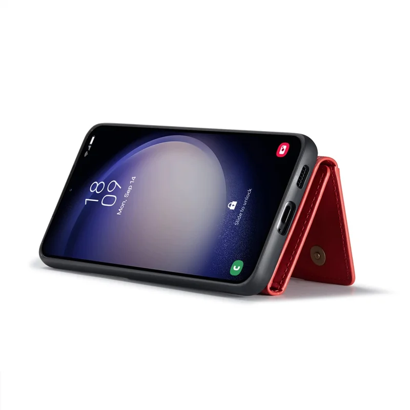 DG.MING M2 Series for Samsung Galaxy S24 FE Case PU+PC+TPU Phone Cover Detachable Wallet - Red