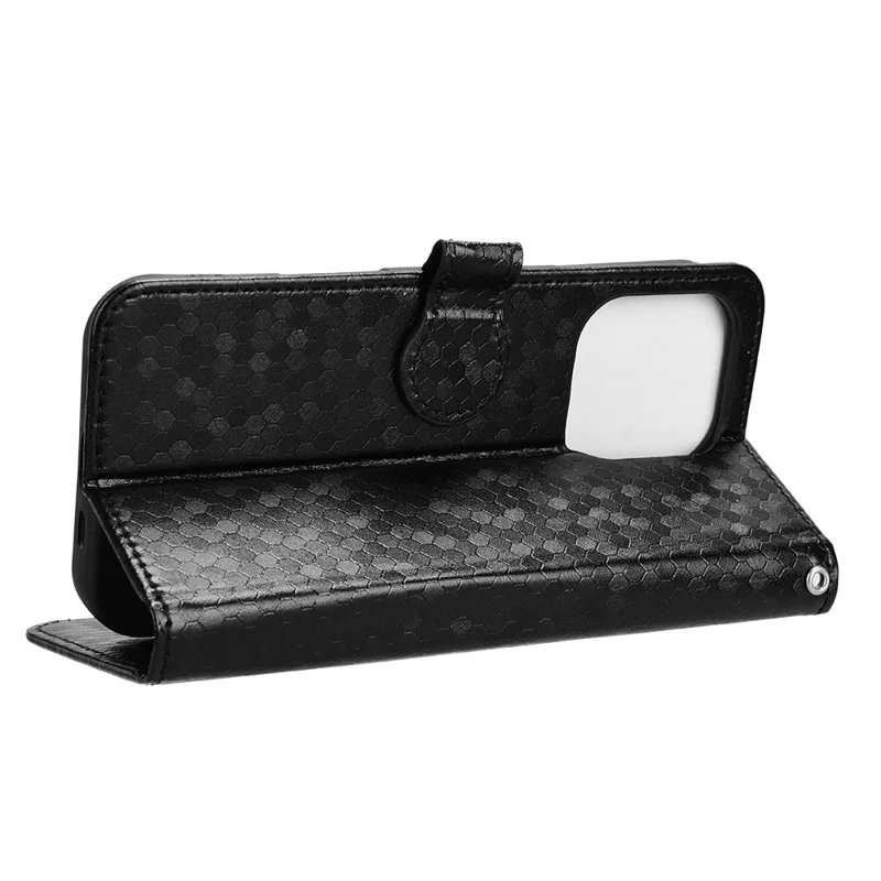 Para Iphone 16 Pro Wallet Case Dot Patrón Impronta PU Cubierta de Teléfono de Cuero - Negro