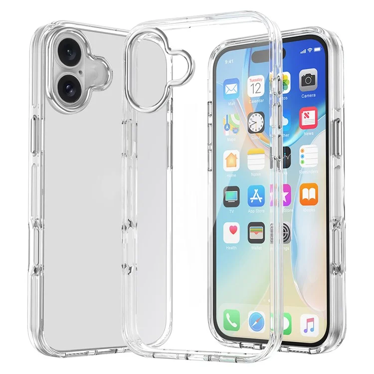 Para Iphone 16 Plus Case Airbag Design PC+TPU Clear Protective Telepubreada