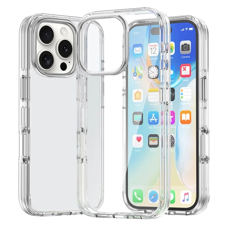 Para Iphone 16 Pro Case Airbag Design PC+TPU Clear Protective Telepubreada