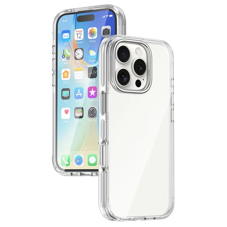 Para Iphone 16 Pro Case Airbag Design PC+TPU Clear Protective Telepubreada